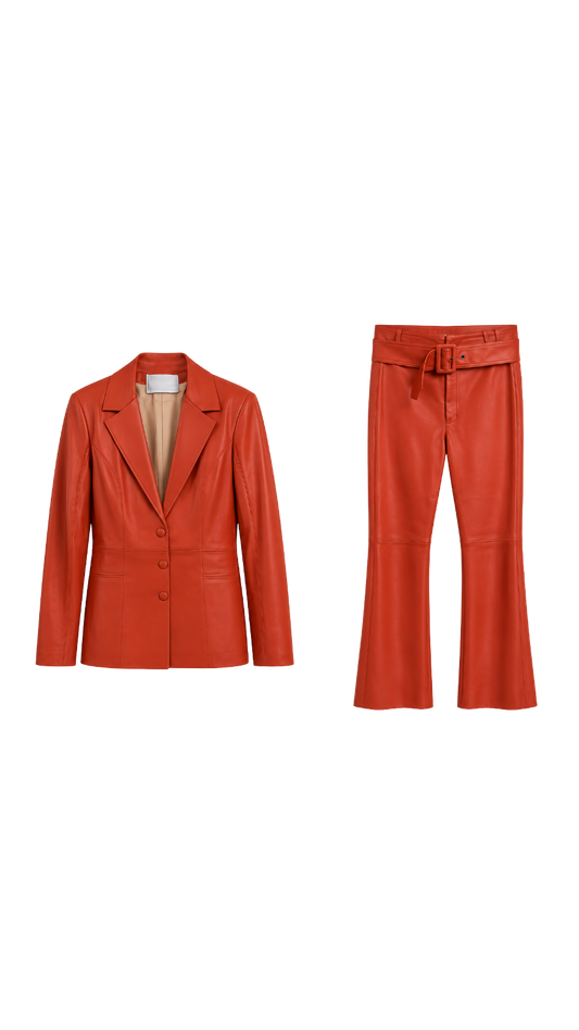 Conjunto Couro Laranja Nk