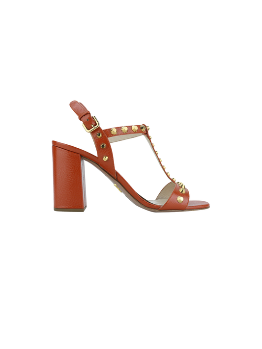 Sandália Studs Laranja Prada
